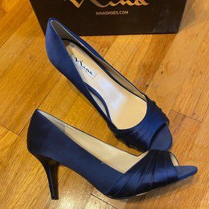 Nina Navy Open Toe Pump size 10